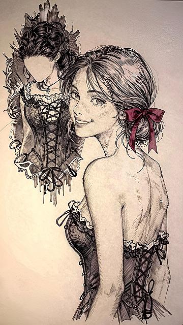 Gothic Portrait Sketches With Victorian Fashion Details