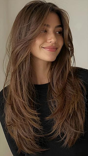 Soft Curtain Bangs With Long Graduated Layers