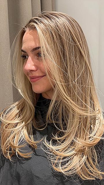 Soft Golden Face Framing Layers for Long Blonde Hair