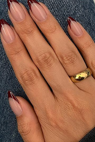 Deep Burgundy French Tips for Autumn