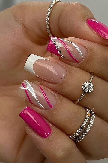 Hot Pink Swirls and Rhinestone Accents