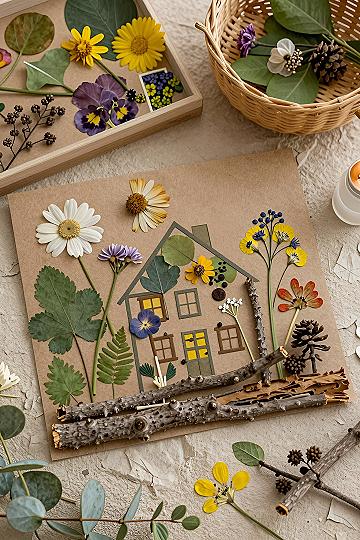 Making Pressed Flower House Art With Preschoolers