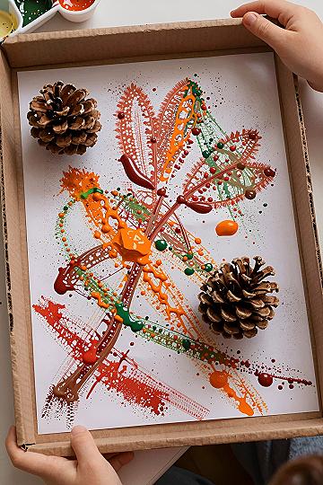 Creating Custom Gift Wrap Using Painted Pinecone Rolls