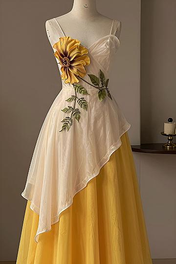 Styling a Yellow Floral Applique Long Dress