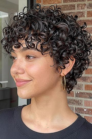 Curly Pixie Crop With Textured Front Fringe