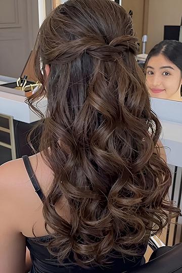 Twisted Half Up Half Down Curls for Homecoming