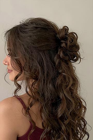 Curly Half Up Bun for Homecoming