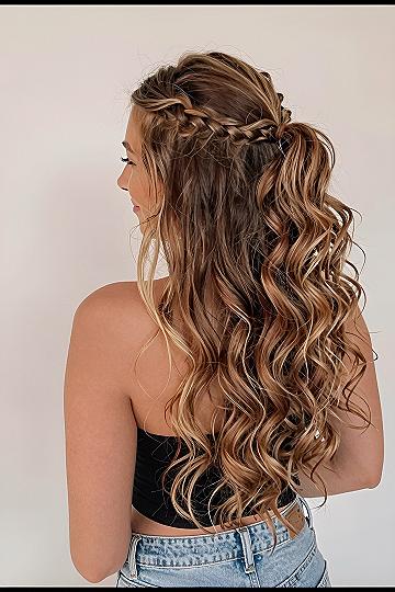 Half Up Braided Curls for Homecoming Night