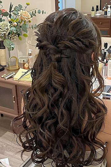 Half Up Twisted Curls for Prom Night Hair