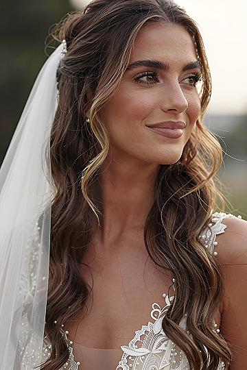 Half Up Half Down Bridal Hairstyles With Veils