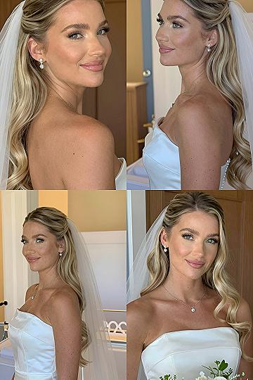 Half Up Waves With Pearl Drop Earrings