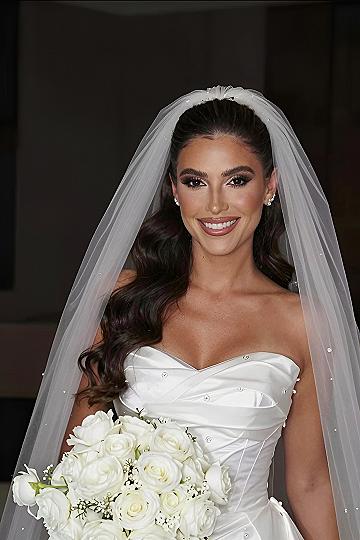 Half Up Wedding Hair With A Crown Volume Veil