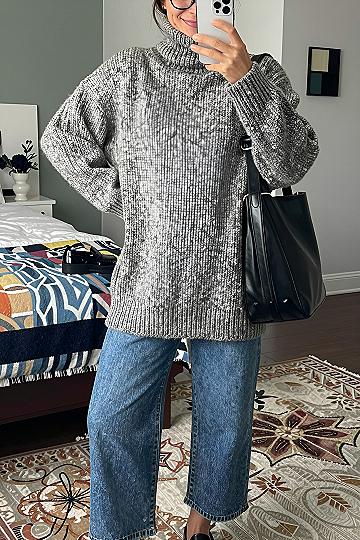Pairing Chunky Loafers with an Oversized Turtleneck