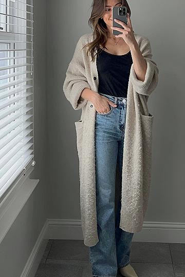 Pairing a Long Cardigan with Straight Leg Denim