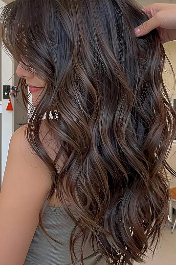 Subtle Espresso Mocha Balayage With Soft Waves