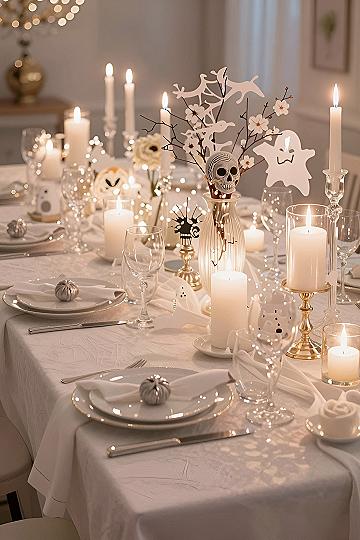 Creating a Monochrome Halloween Dinner Party Table