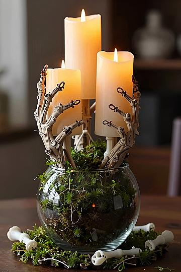 Creepy Candle Holders Made from Skeleton Hands