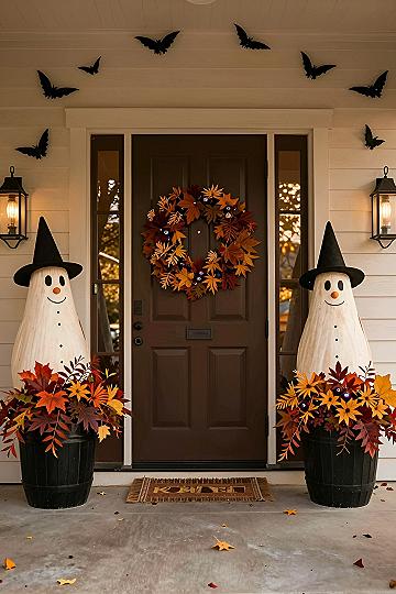 Decorating Your Front Porch with Friendly Ghost Topiaries