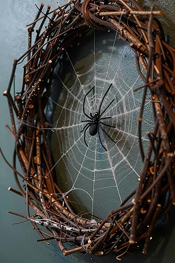 Crafting a Spooky Twig and Spiderweb Wreath