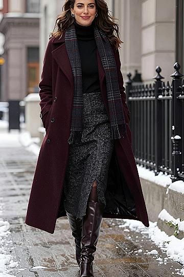 Styling a Long Burgundy Coat with Winter Layers