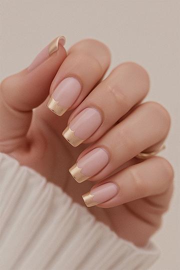 Subtle Gold French Tips: Classy Acrylic Nail Perfection