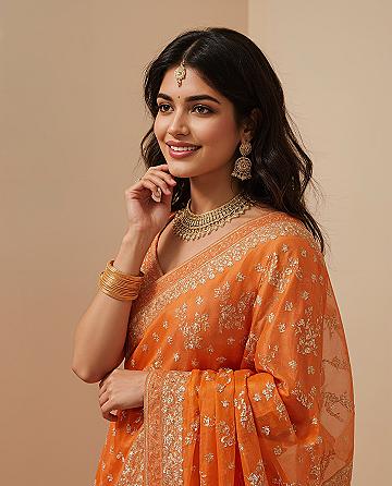 Engagement Look for Bridesmaid: Chic Saree Hairstyles & Jewelry Combos