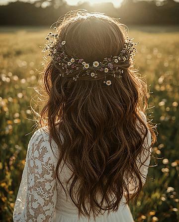 Boho Chic: Wildflower Wedding Hairstyles with Flowers for Brides