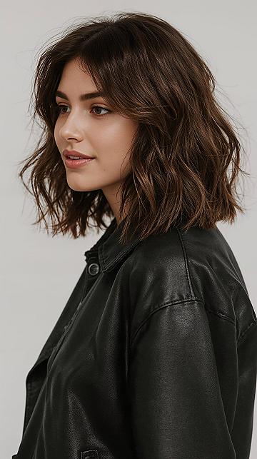 Chic Brunette Lob Haircuts: Medium Length Layered Styles with Curtain Bangs