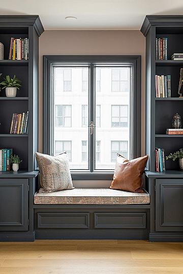 Cozy Window Reading Nook: Built-in Bookshelves for Home Libraries