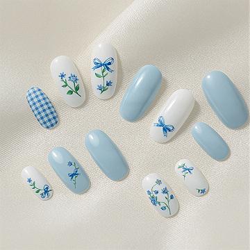 Cottagecore Charm: Adorable Short Blue Nail Designs
