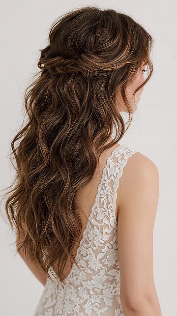Elegant Half Updo for Long Wedding Hair: A Versatile Choice