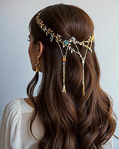 A Gilded Headpiece Adorned with Jewels
