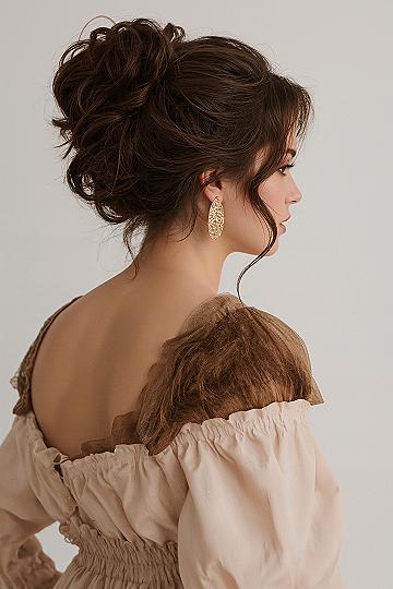Classy High Loose Updo: Effortless Elegance for Your Wedding Day