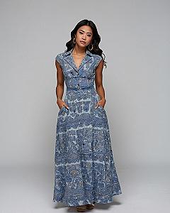 Styling a Blue Button Front Floral Maxi Shirt Dress