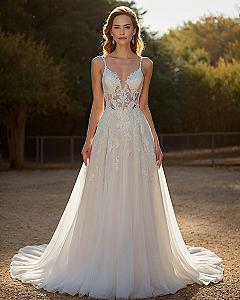 Choosing Spaghetti Straps and V Necklines on Lace Gowns