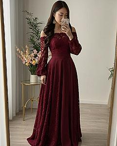 Styling an Off-the-Shoulder Lace Sleeve Formal Gown