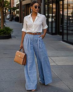 Pairing Button Down Shirts with Pleated Wide Leg Denim