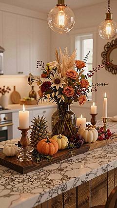Styling A Festive Table Centerpiece With Candles And Gourds