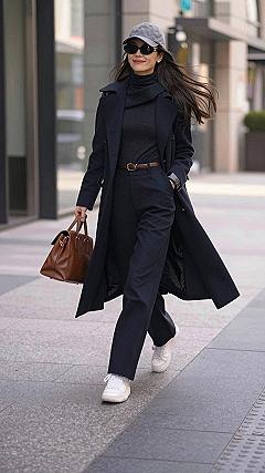 Styling Straight Leg Denim With A Long Coat And Turtleneck
