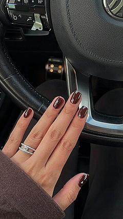 Rich Mahogany Gel Polish for Shorter Nails