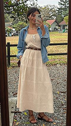 Blending A Sundress With A Casual Denim Shirt For Outdoor Weddings