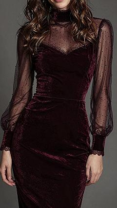 Styling Wine Red Velvet Dresses with Sheer Details