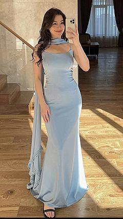 Styling Sleek Blue Slip Dresses for a Modern Bridal Luncheon