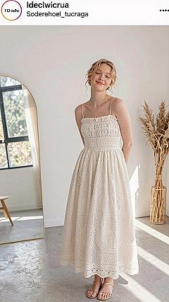 Choosing a Simple Spaghetti Strap Midi Dress for Casual Open Air Nuptials