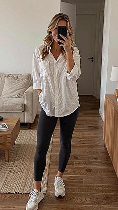 Styling A Crisp White Button Shirt With Casual Bottoms