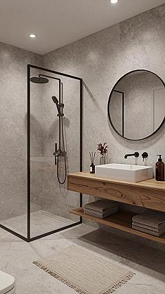 Maximizing Space With Floating Vanities and Round Mirrors