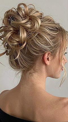 Textured High Updo With Loose Curls