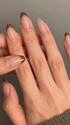 Rich Espresso Brown French Manicure Styles