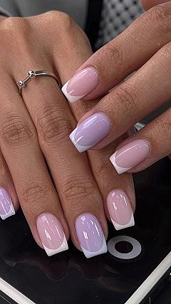 Dual Tone French Tips in Hot Pink and Pastel Shades