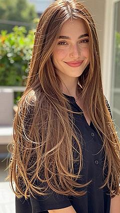 Loose Layered Blowout for Long Brunette Hair